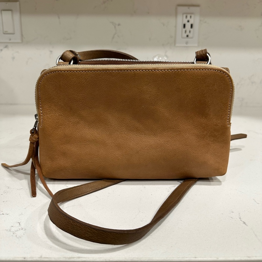 Madewell Twin Leather Pouch Crossbody Bag in Brown Multicolor